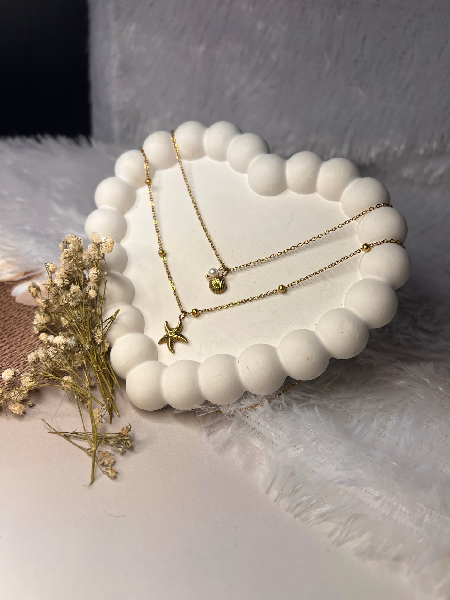 star fish & shell double layered neck chain
