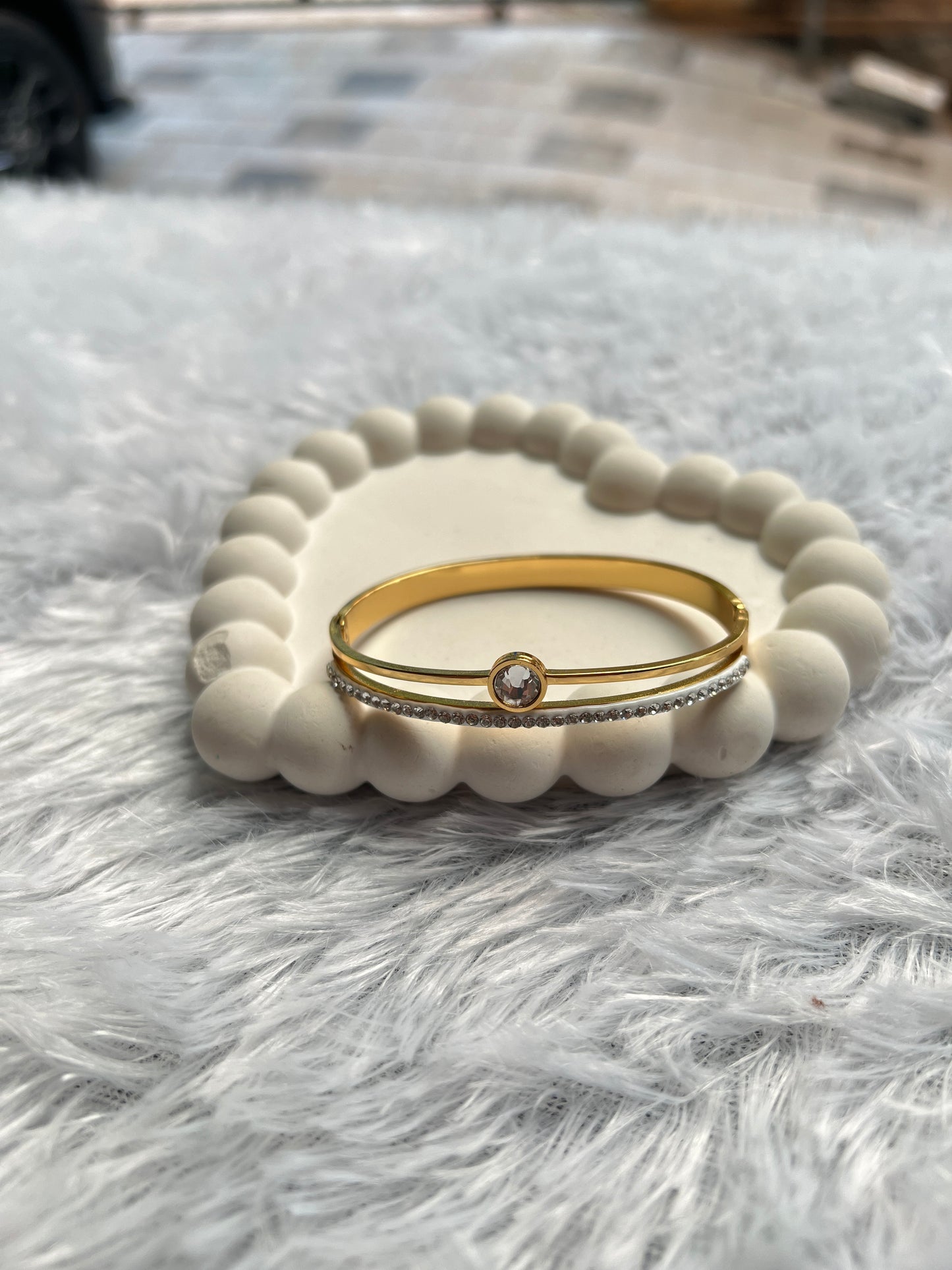 Dual Line Stone Bangle