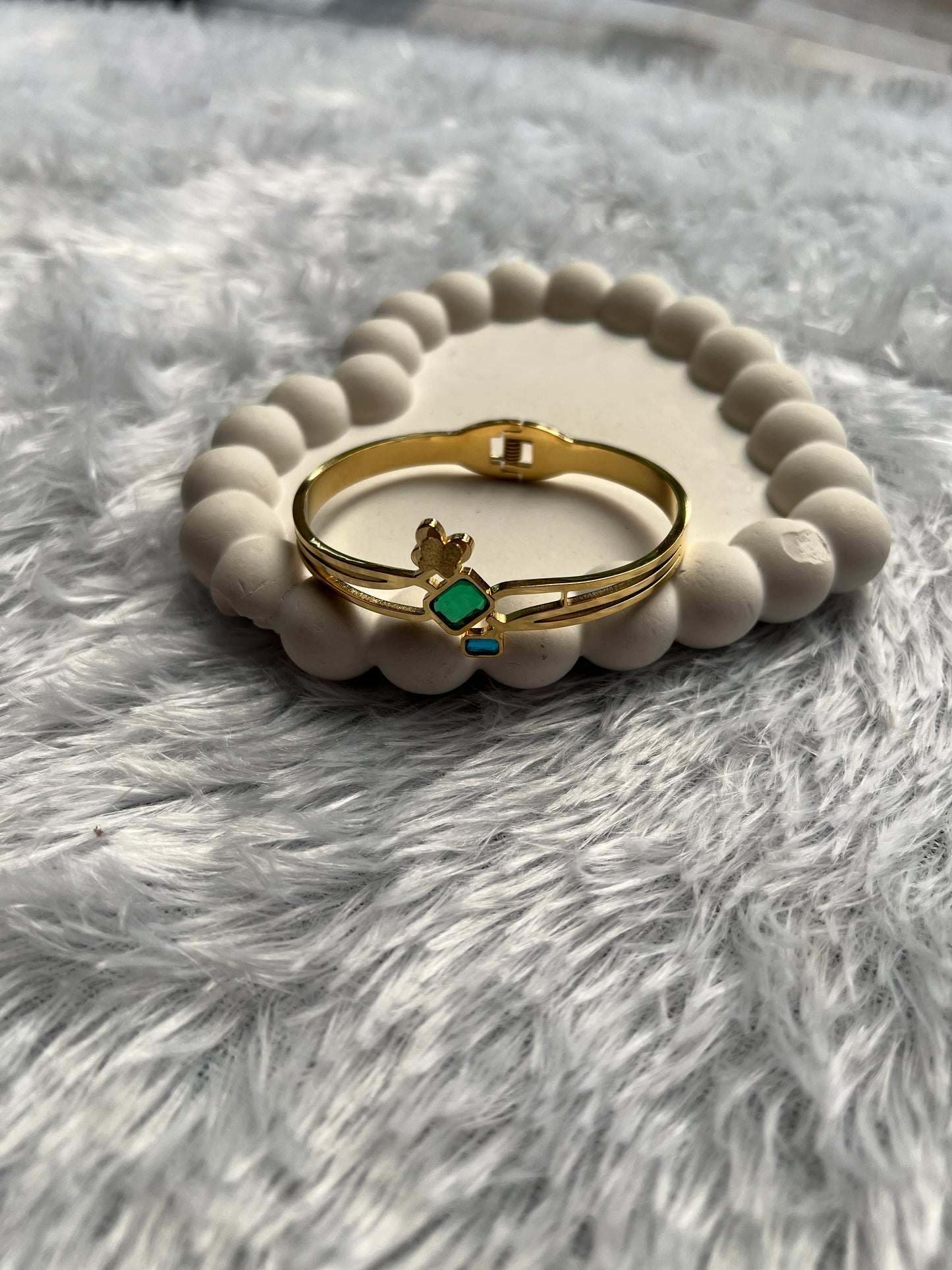 Emerald butterfly Trio Gold Bangle