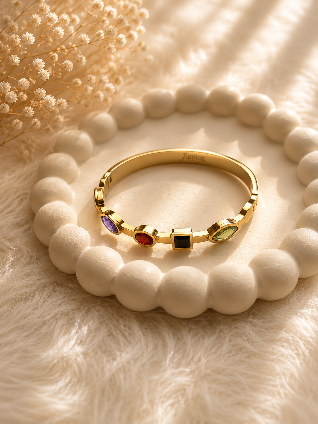 Multicolored stone bangle