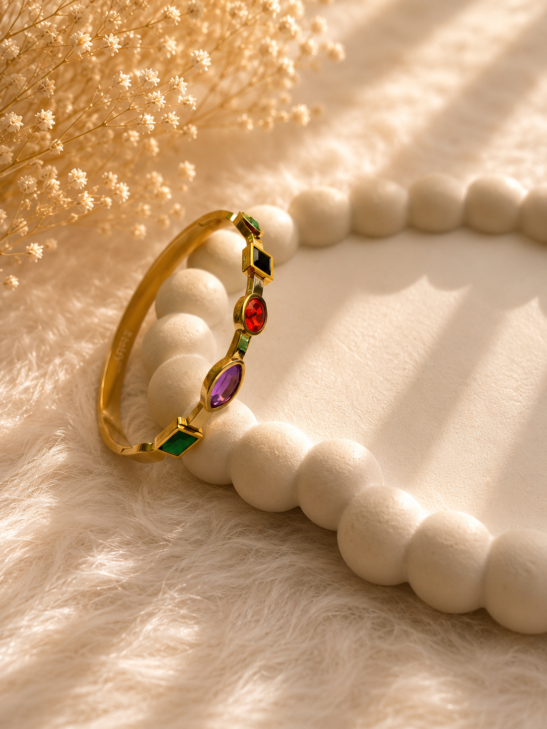 Multicolored stone bangle