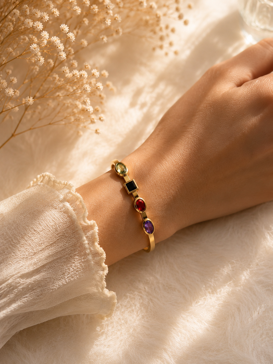 Multicolored stone bangle
