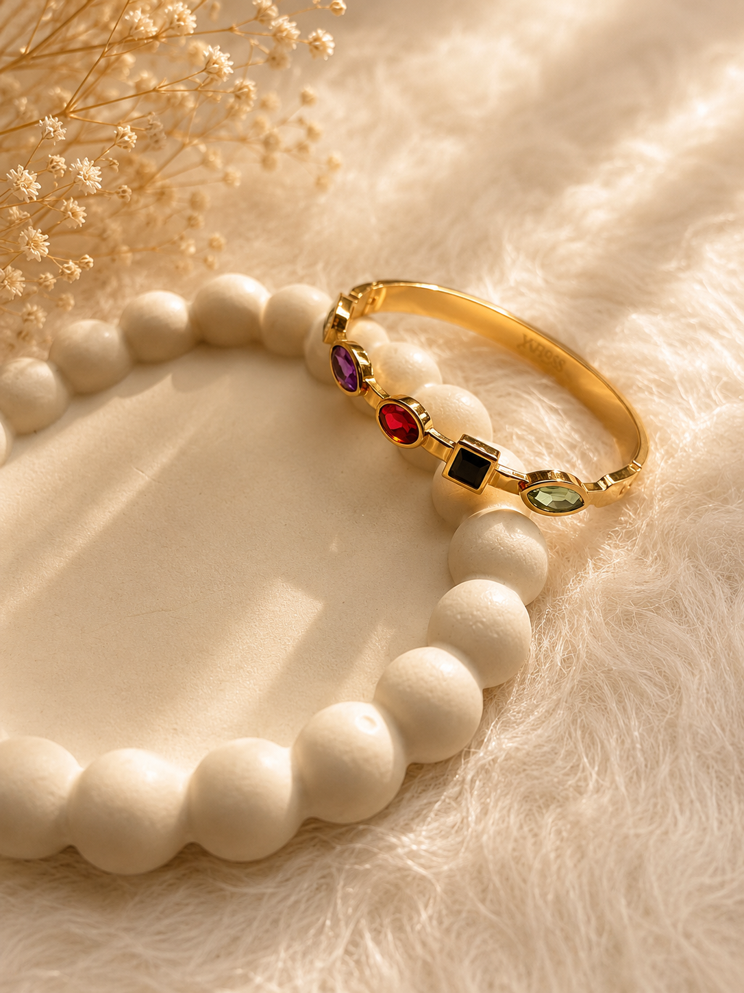 Multicolored stone bangle