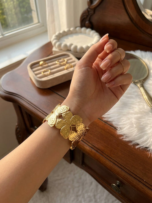 Anti-tarnish Butterfly Cluster Adjustable Bangle.