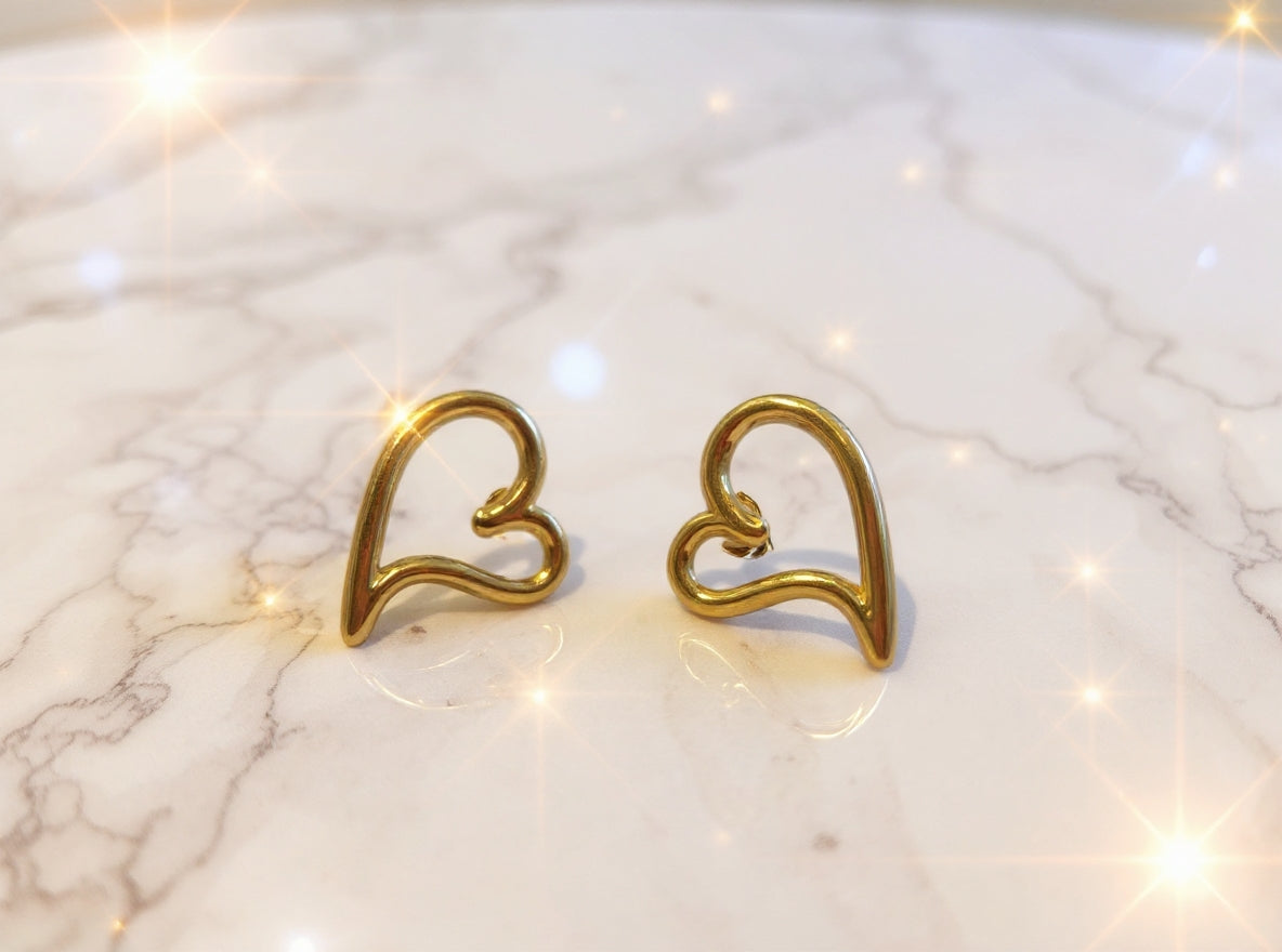 Heart Outline Stud Earrings.