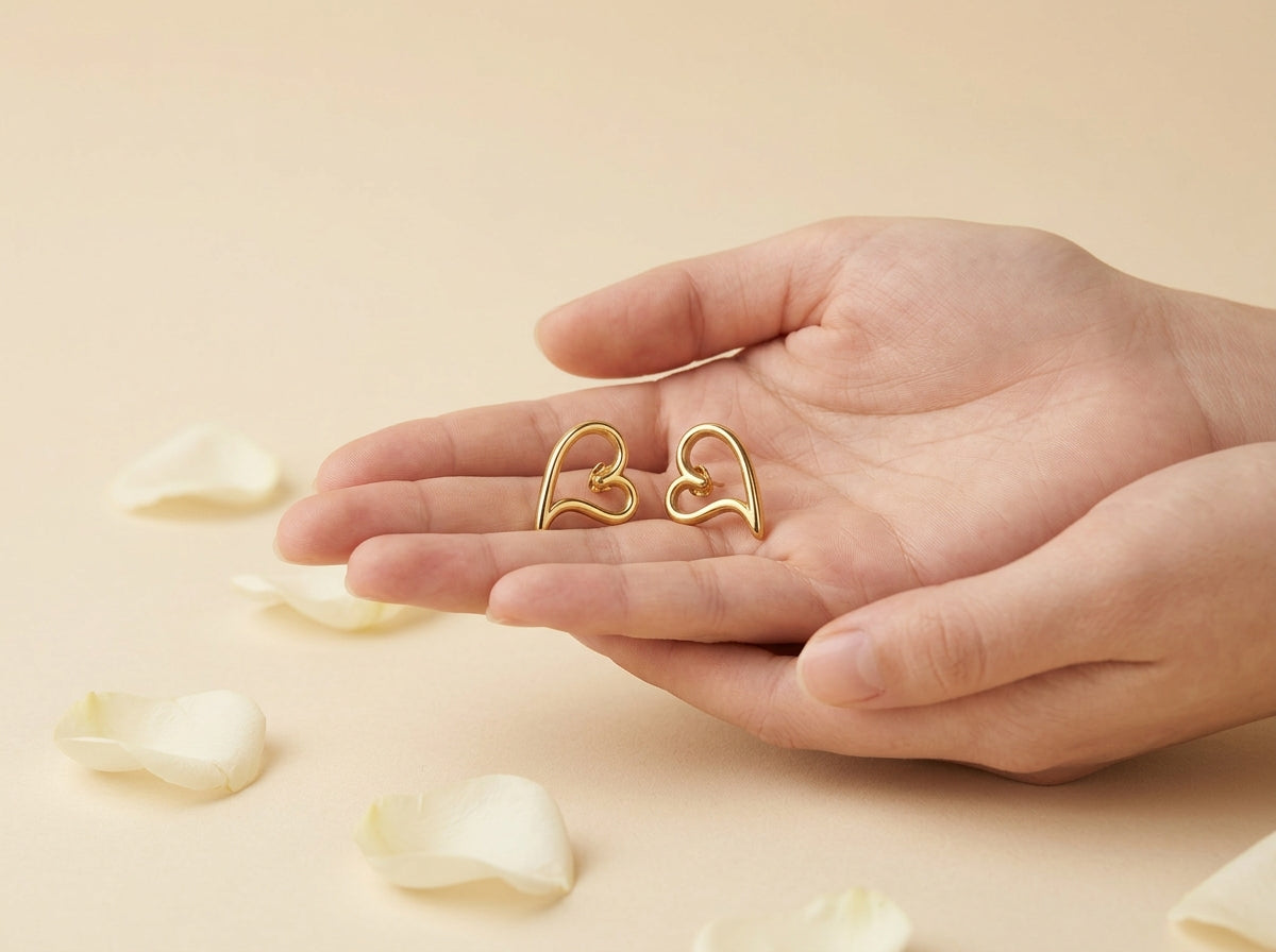Heart Outline Stud Earrings.