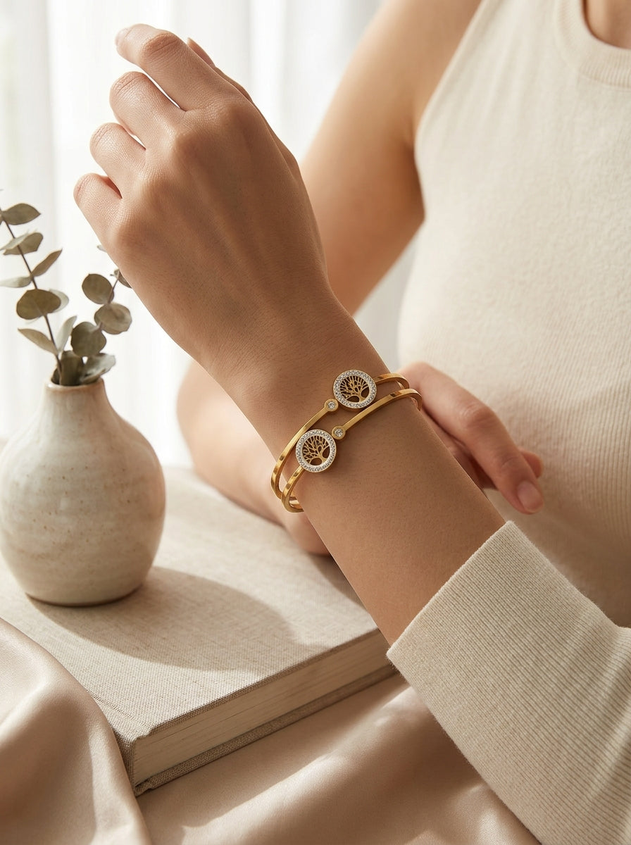Tree of Life Gold Bangle