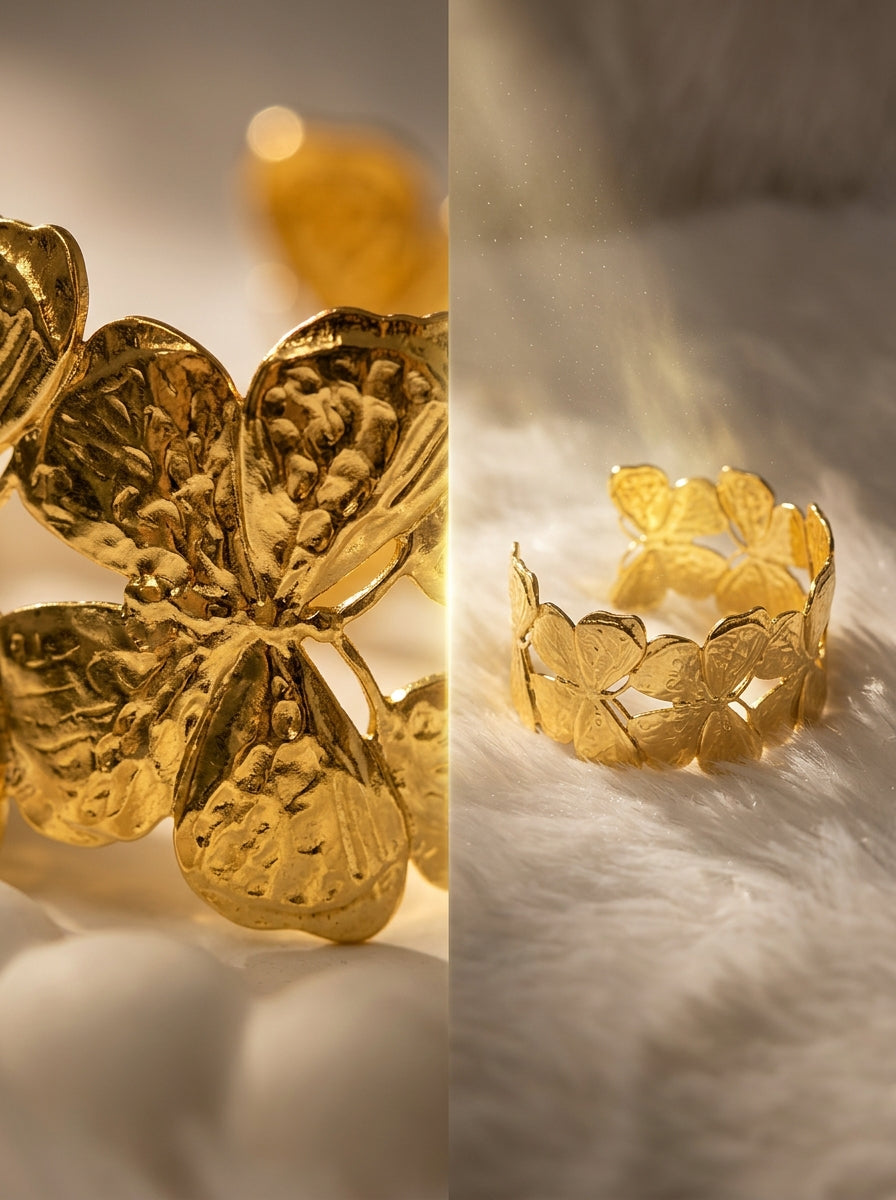 Anti-tarnish Butterfly Cluster Adjustable Bangle.
