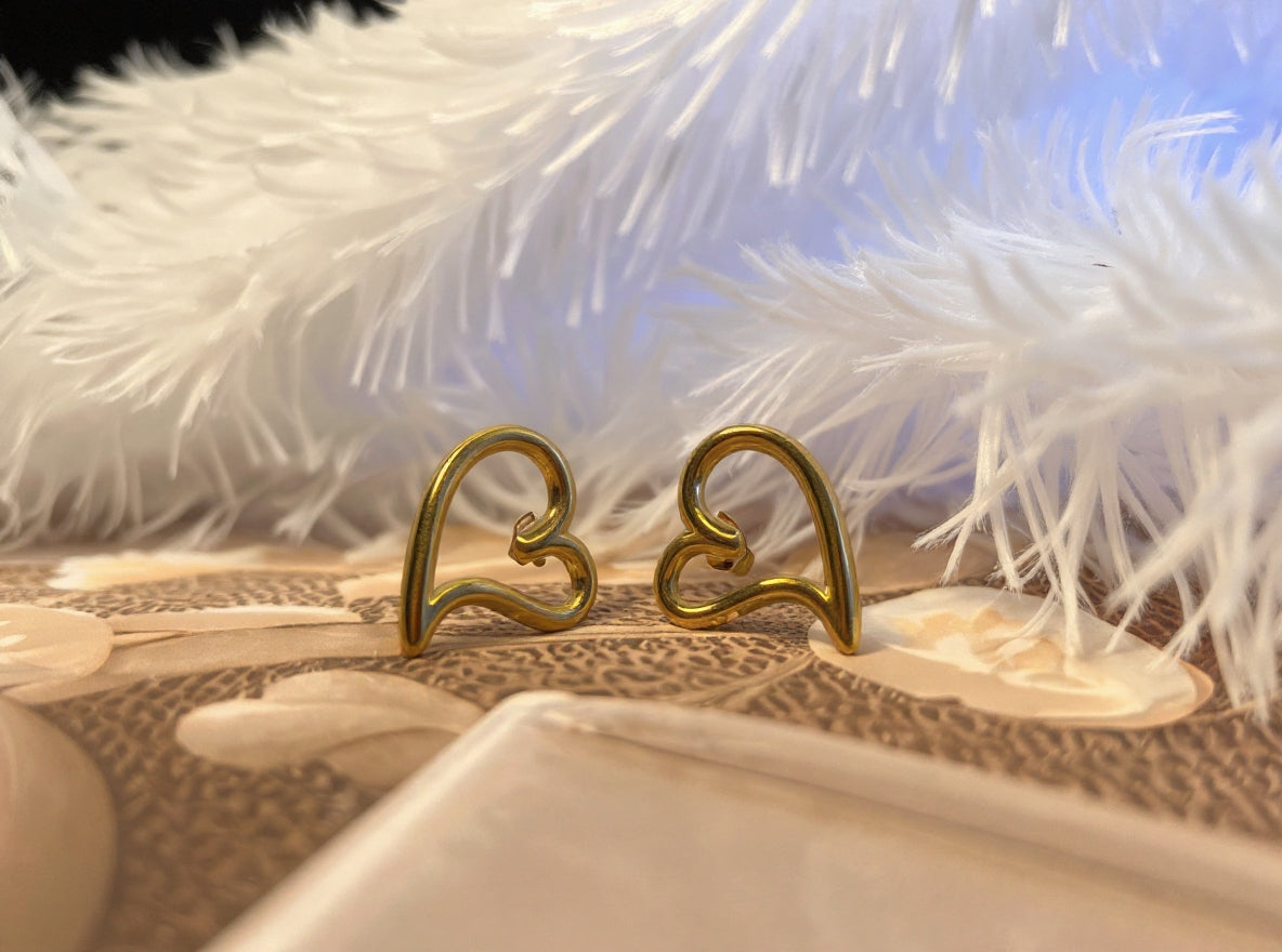Heart Outline Stud Earrings.