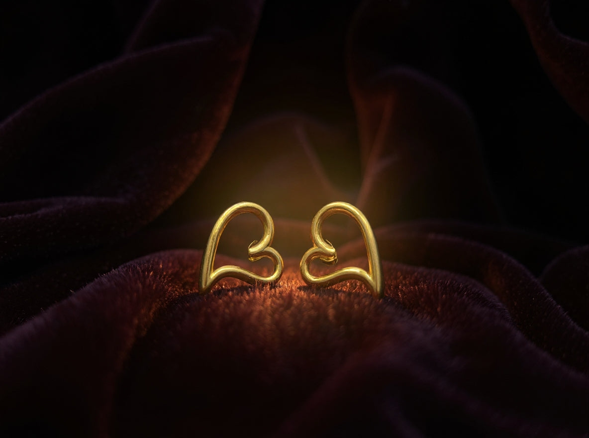Heart Outline Stud Earrings.