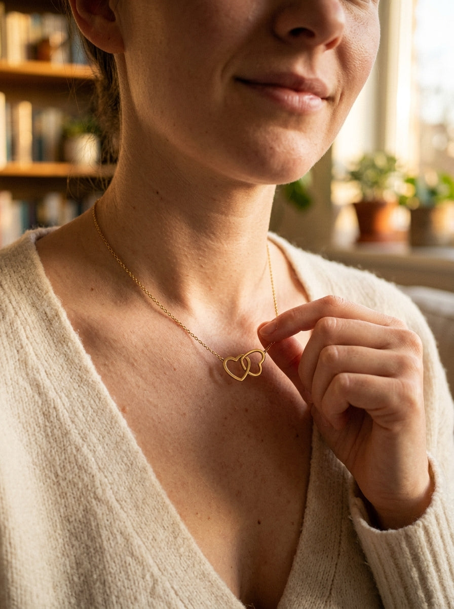 Double heart themed pendent