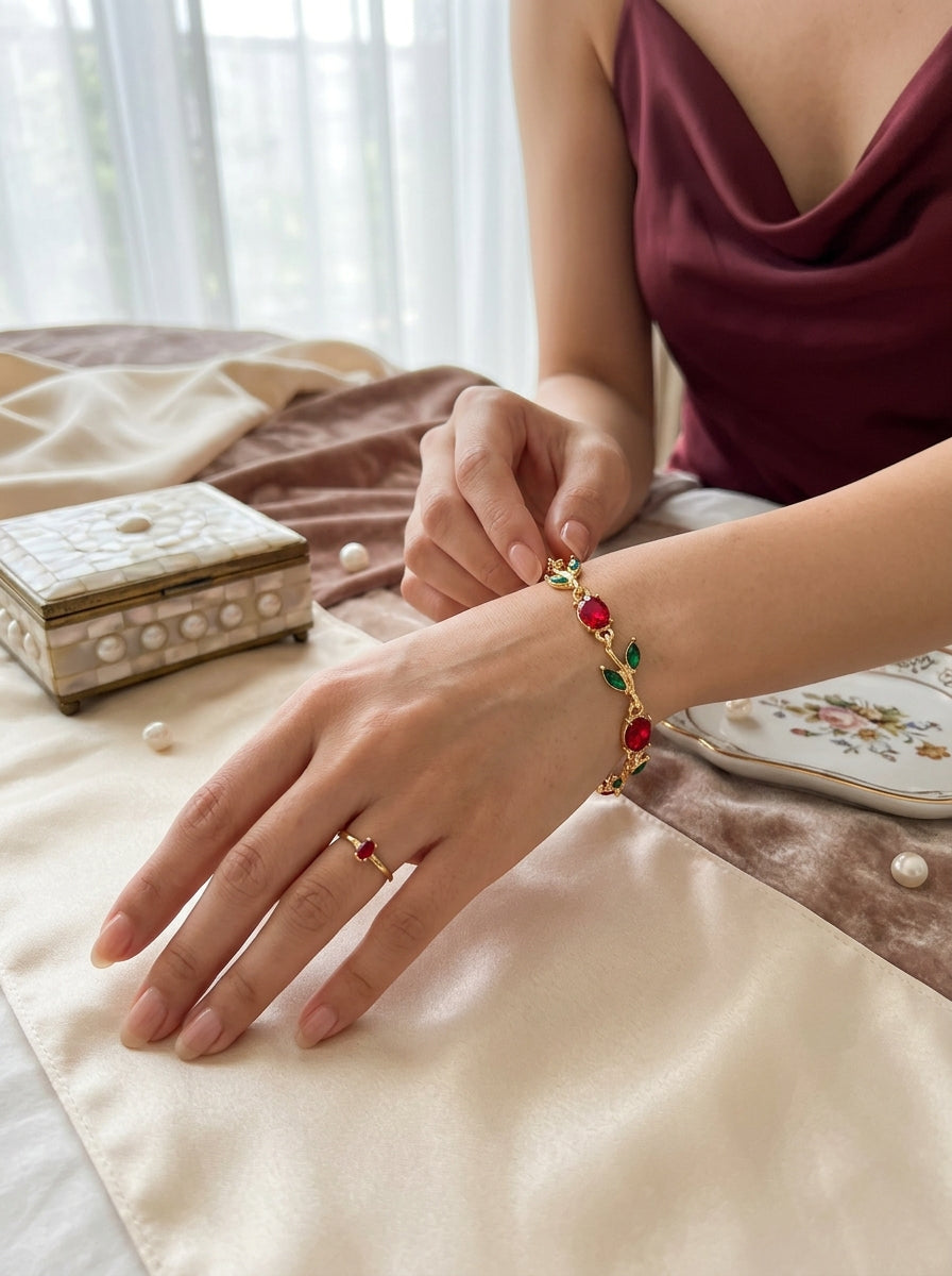 Gold-toned gemstone bracelet HJ-1081