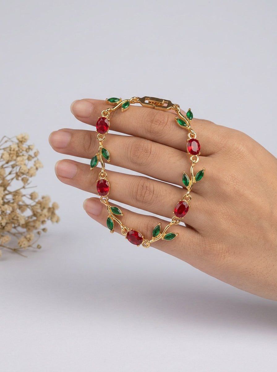 Gold-toned gemstone bracelet HJ-1081