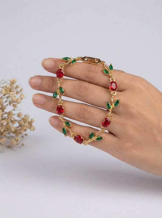 Gold-toned gemstone bracelet HJ-1081