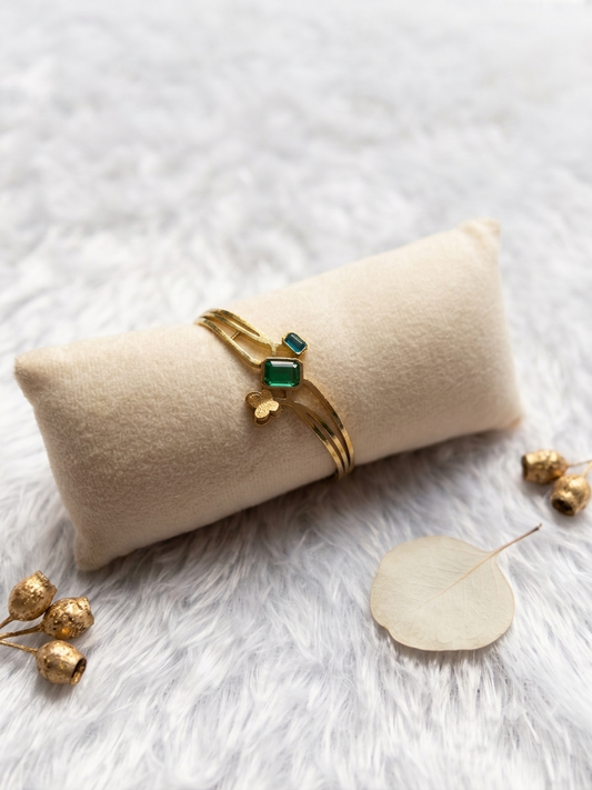 Emerald butterfly Trio Gold Bangle