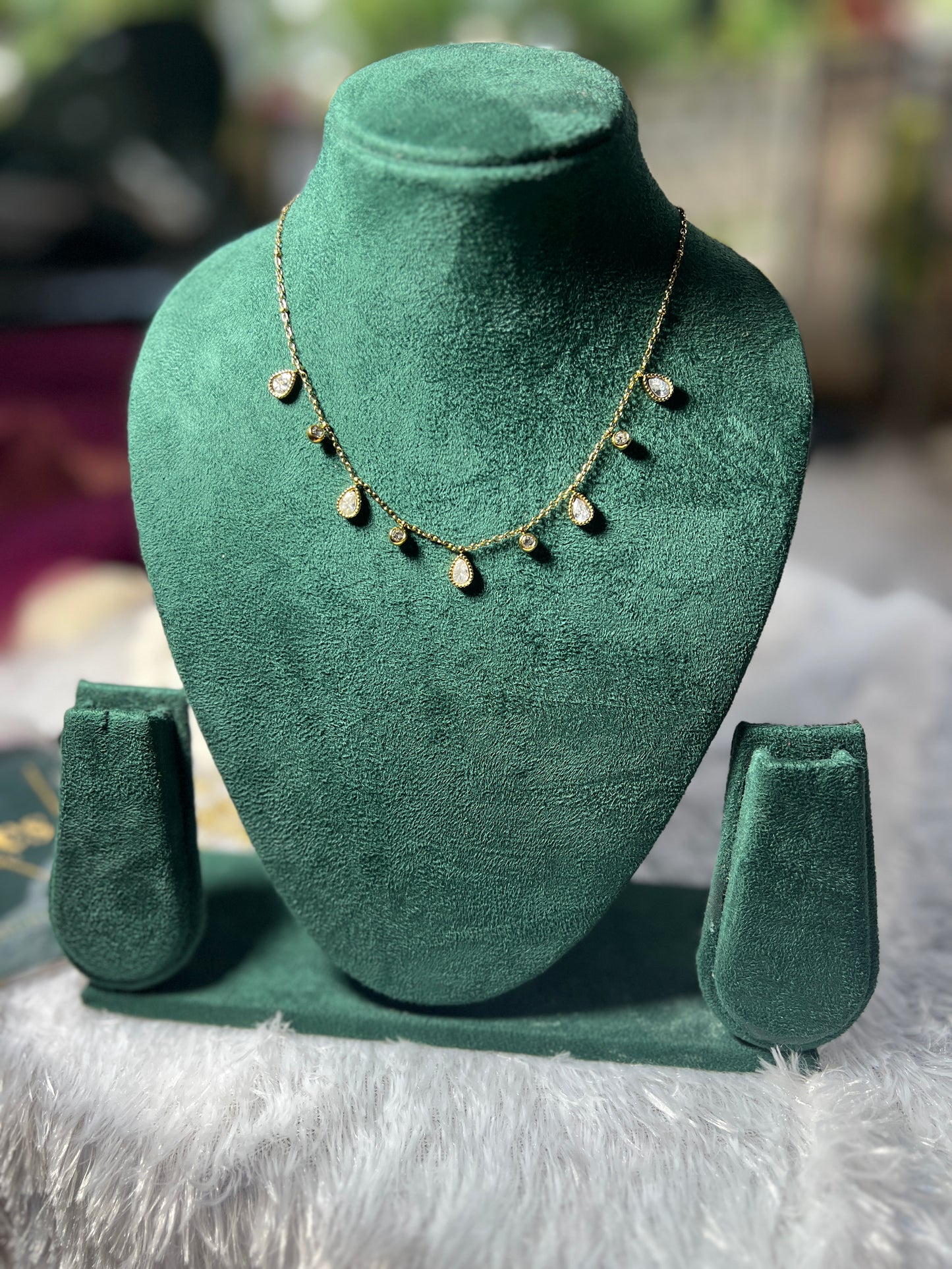 white stoned hanging chain