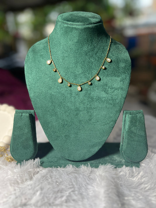white stoned hanging chain