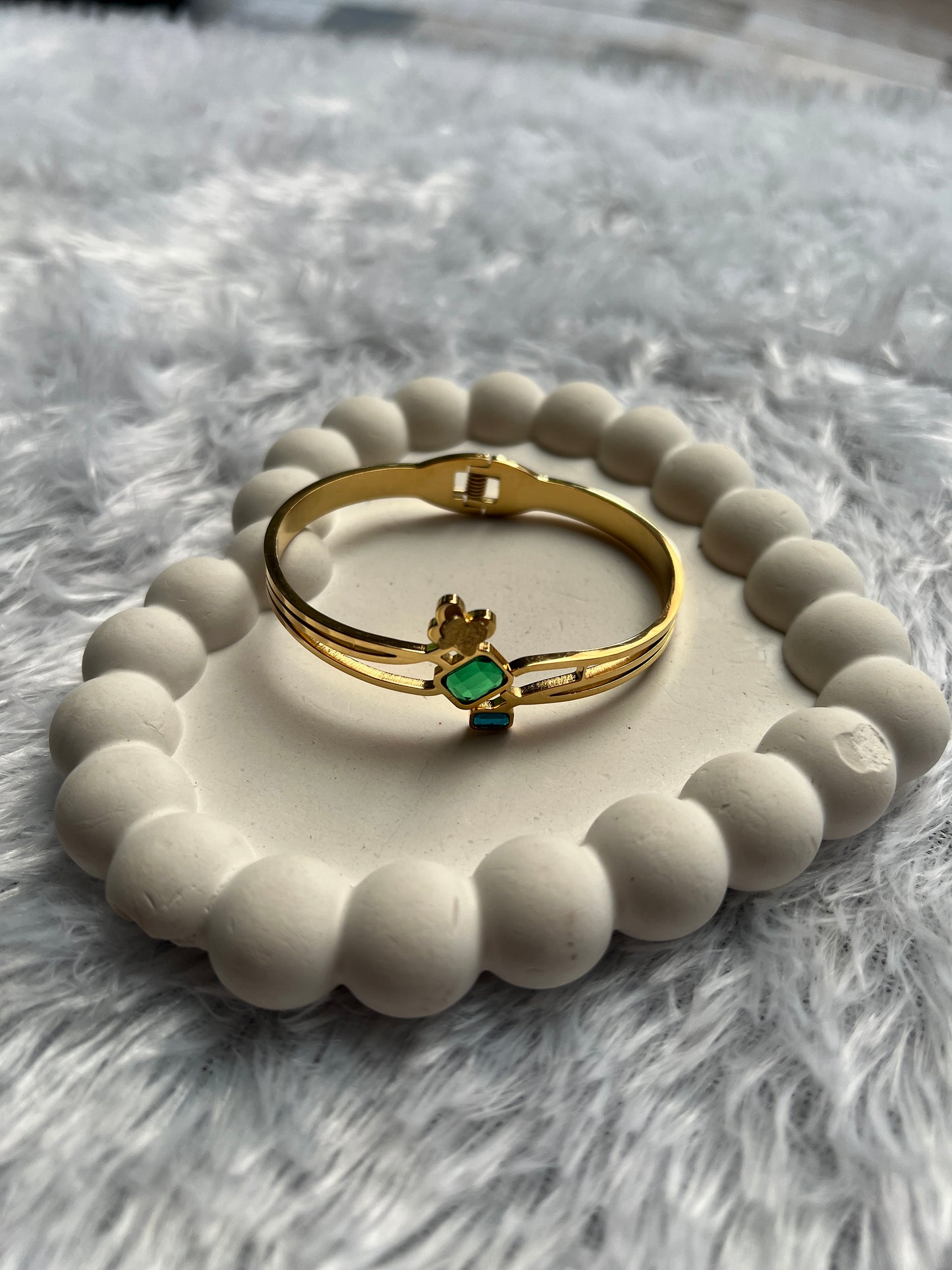 Emerald butterfly Trio Gold Bangle