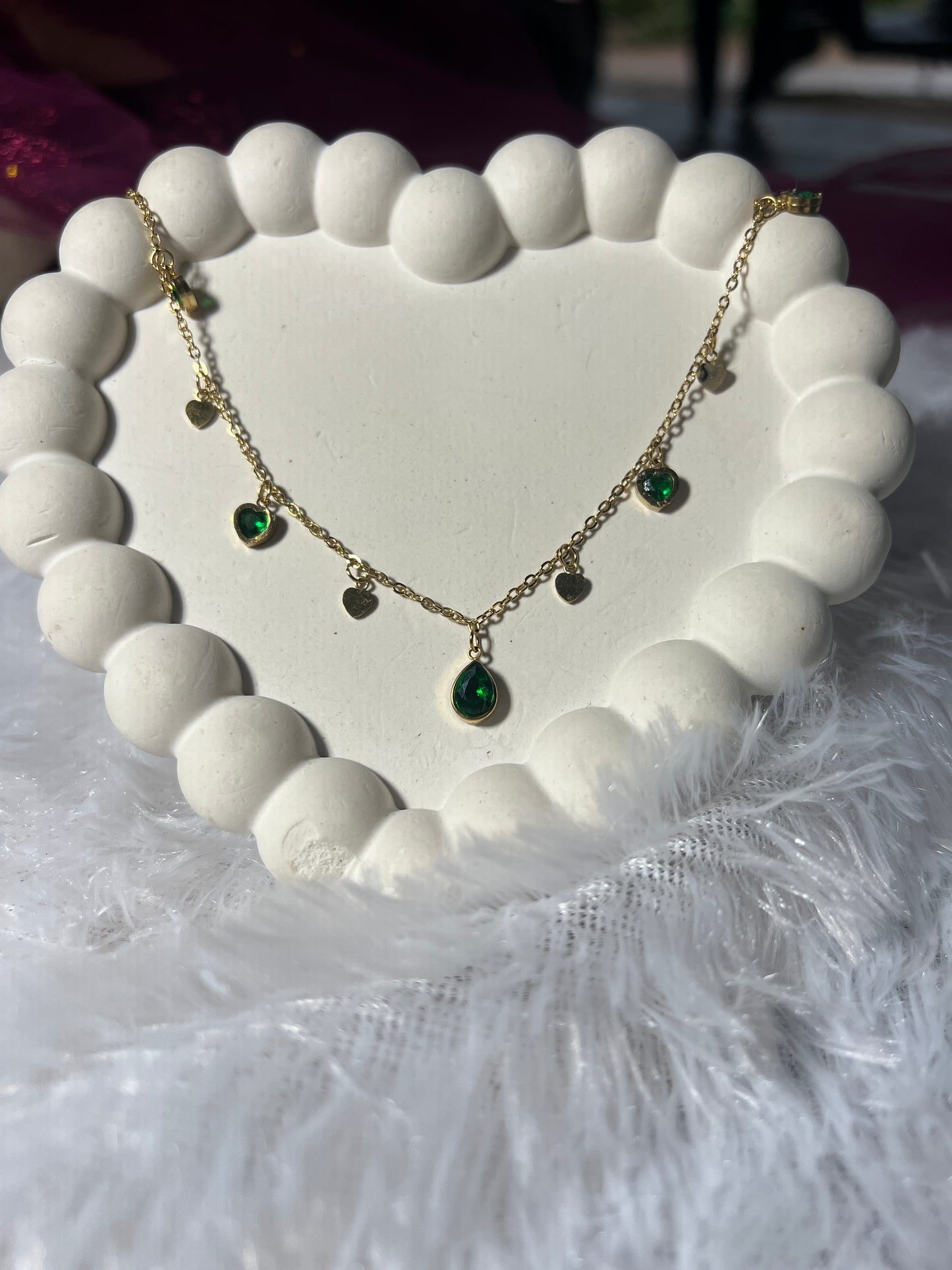 Green stoned hanging chain