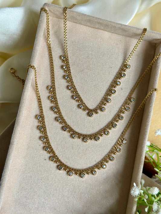 White stoned charm necklace
