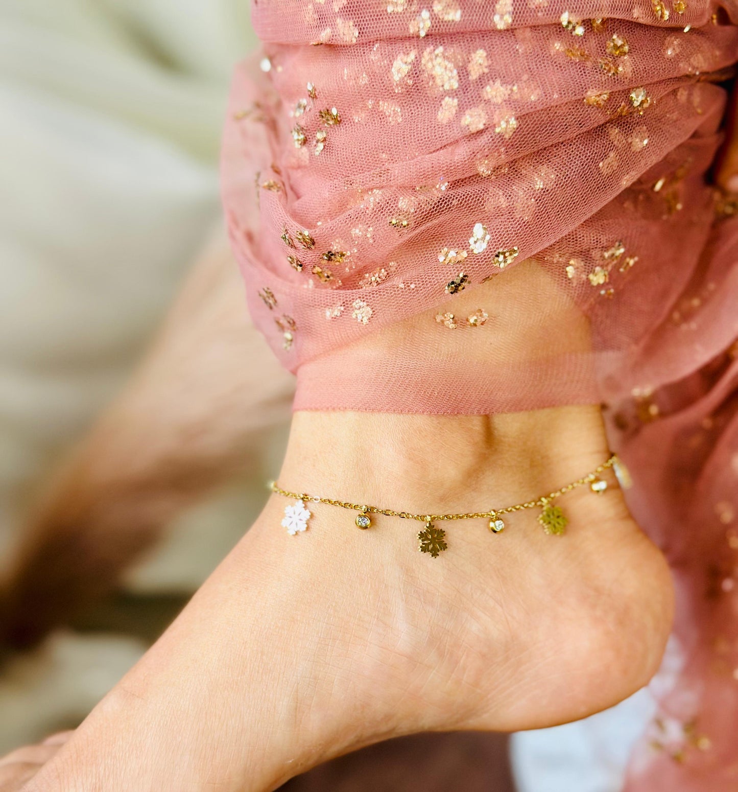 Snow charm anklet