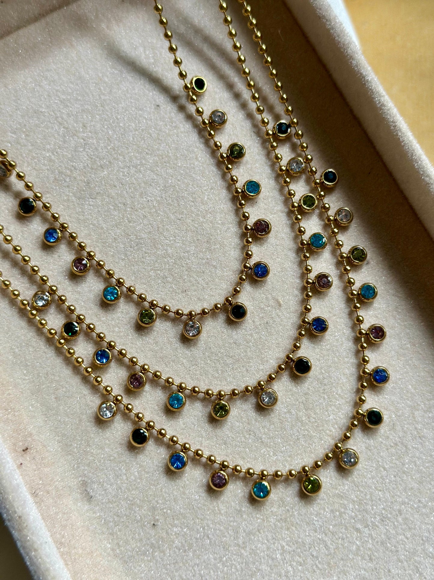 Multi colour stoned charm necklace