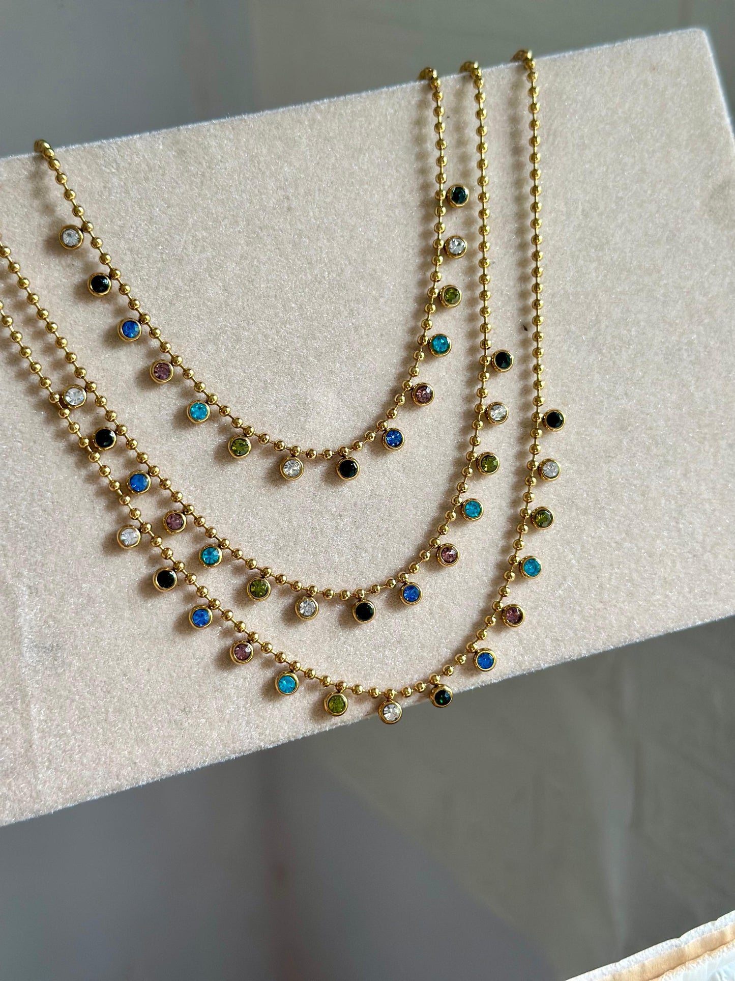 Multi colour stoned charm necklace